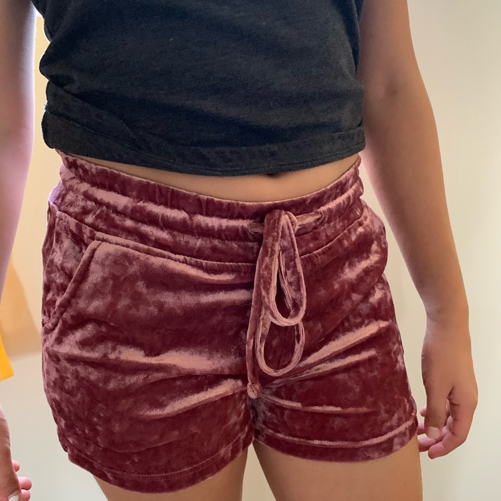 burgundy silky shorts